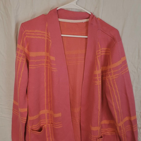 Pink and Orange Open Front Cardigan Sweater size M/L - Picture 3 of 4